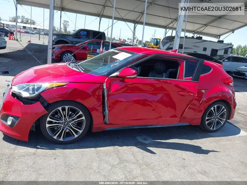 2016 Hyundai Veloster Turbo VIN: KMHTC6AE2GU302681 Lot: 45633525