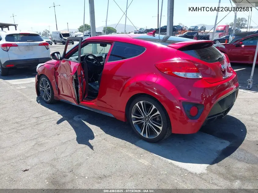 2016 Hyundai Veloster Turbo VIN: KMHTC6AE2GU302681 Lot: 45633525