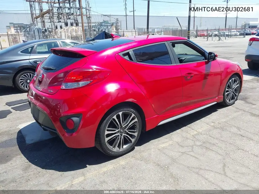 2016 Hyundai Veloster Turbo VIN: KMHTC6AE2GU302681 Lot: 45633525