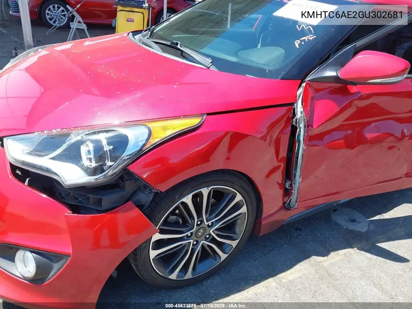 2016 Hyundai Veloster Turbo VIN: KMHTC6AE2GU302681 Lot: 45633525