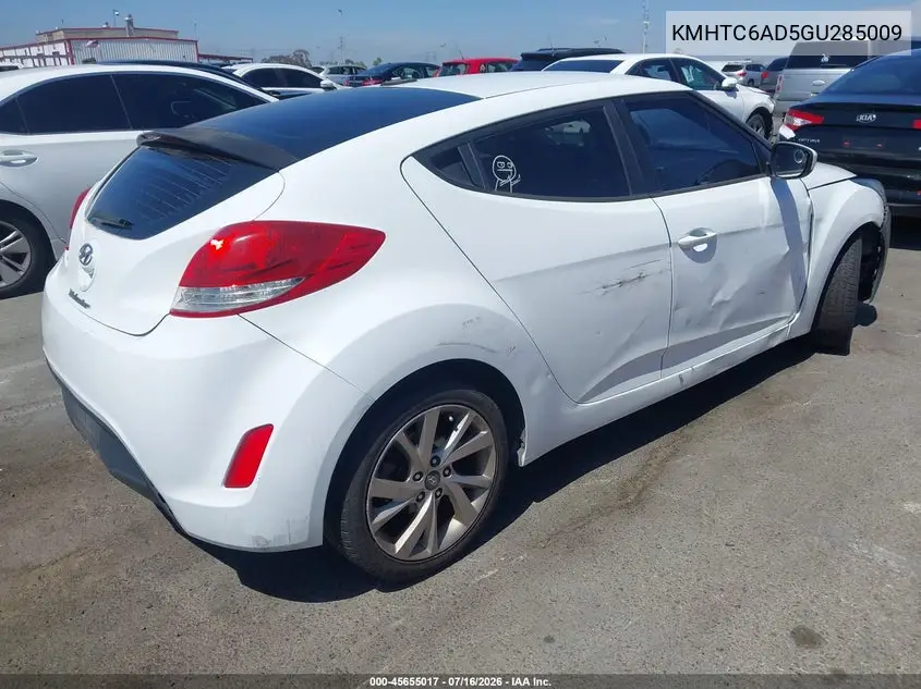 2016 Hyundai Veloster VIN: KMHTC6AD5GU285009 Lot: 45655017