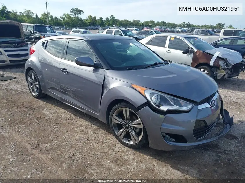 2017 Hyundai Veloster Value Edition VIN: KMHTC6AD0HU321951 Lot: 45206981