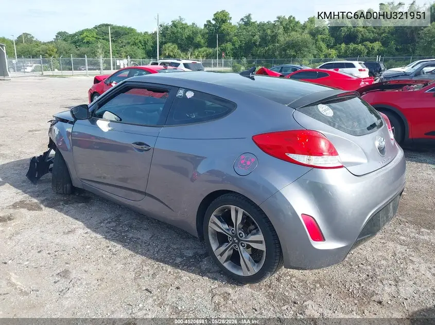 2017 Hyundai Veloster Value Edition VIN: KMHTC6AD0HU321951 Lot: 45206981