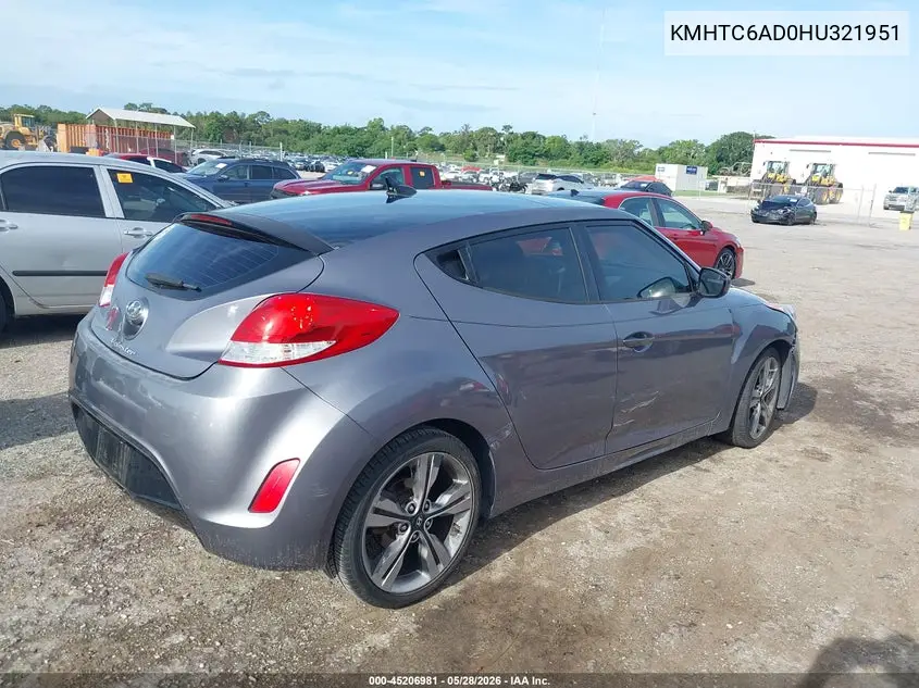 2017 Hyundai Veloster Value Edition VIN: KMHTC6AD0HU321951 Lot: 45206981
