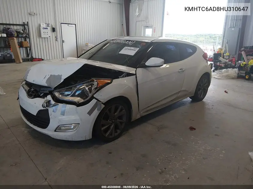 2017 Hyundai Veloster VIN: KMHTC6AD8HU310647 Lot: 45308808