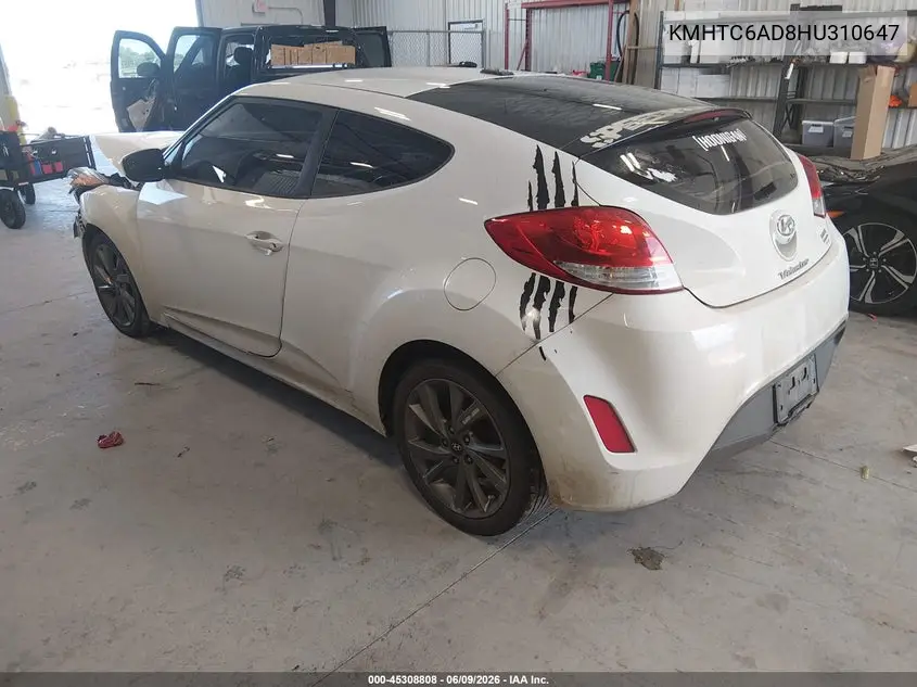 2017 Hyundai Veloster VIN: KMHTC6AD8HU310647 Lot: 45308808