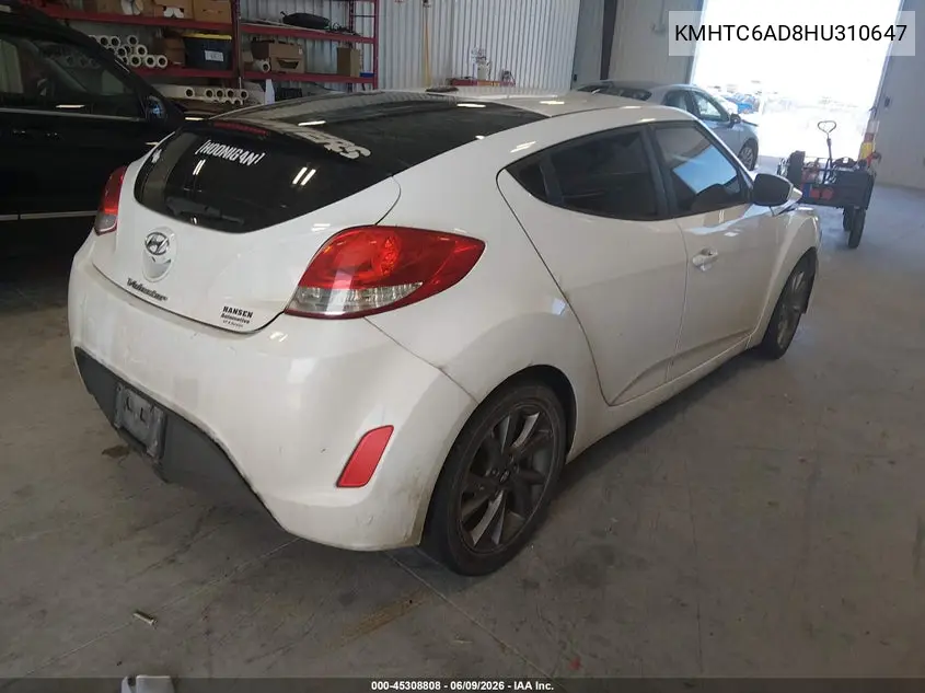 2017 Hyundai Veloster VIN: KMHTC6AD8HU310647 Lot: 45308808