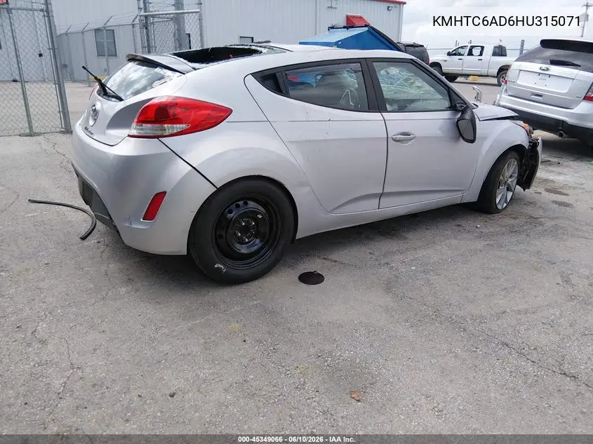 2017 Hyundai Veloster VIN: KMHTC6AD6HU315071 Lot: 45349066