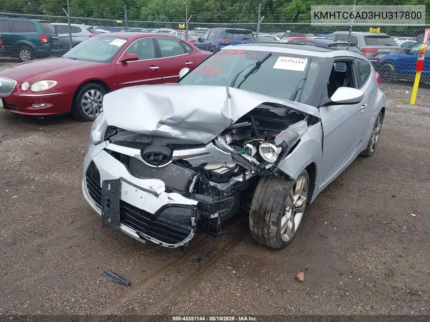 2017 Hyundai Veloster Value Edition VIN: KMHTC6AD3HU317800 Lot: 45351144