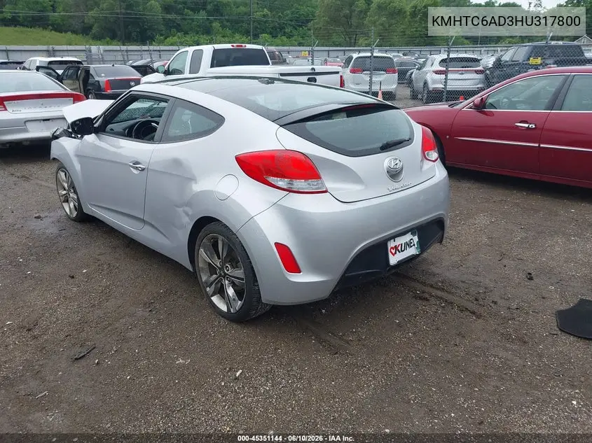 2017 Hyundai Veloster Value Edition VIN: KMHTC6AD3HU317800 Lot: 45351144