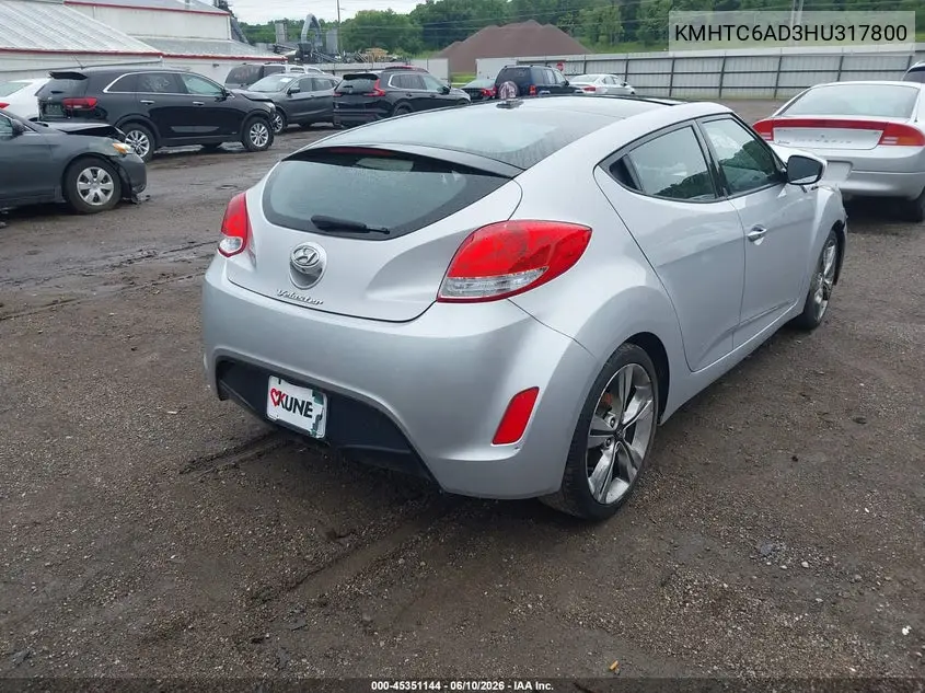 2017 Hyundai Veloster Value Edition VIN: KMHTC6AD3HU317800 Lot: 45351144