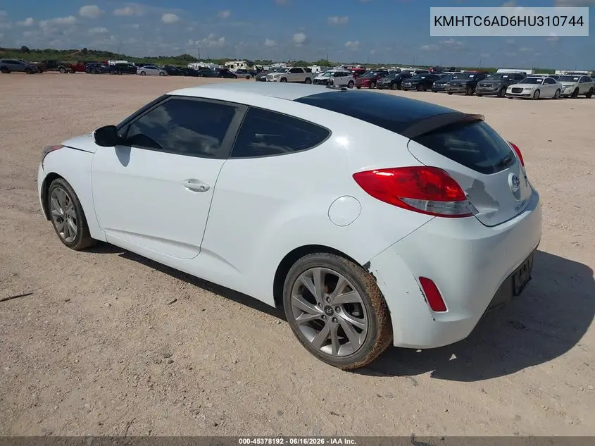 2017 Hyundai Veloster VIN: KMHTC6AD6HU310744 Lot: 45378192
