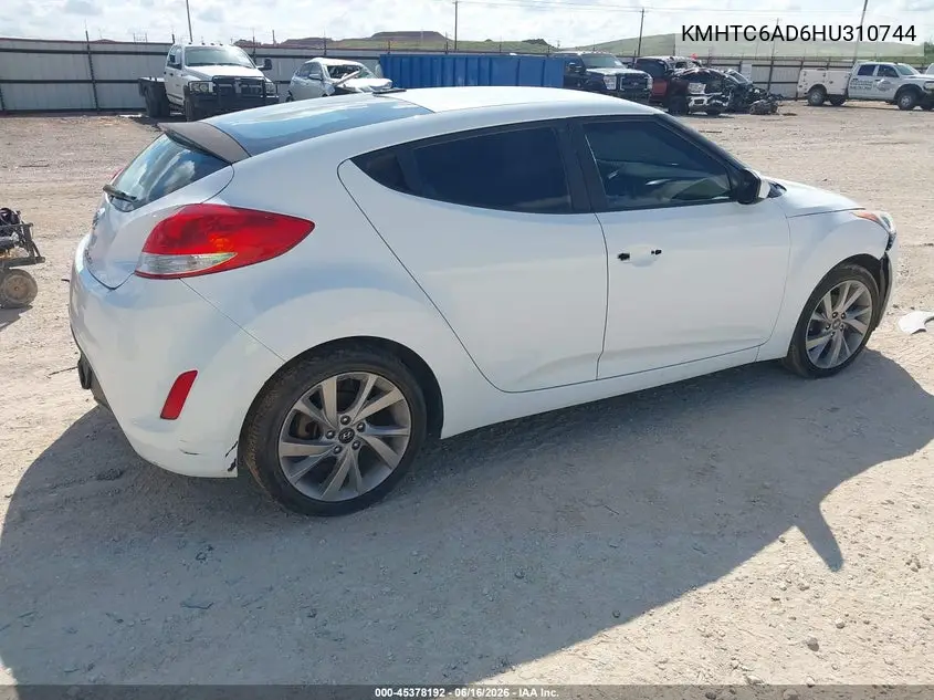 2017 Hyundai Veloster VIN: KMHTC6AD6HU310744 Lot: 45378192