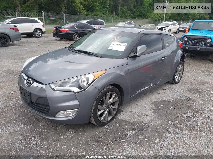 2017 Hyundai Veloster VIN: KMHTC6AD4HU308345 Lot: 45388916