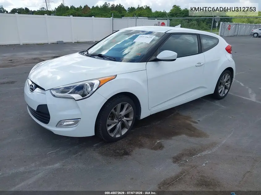 2017 Hyundai Veloster VIN: KMHTC6AD6HU312753 Lot: 45572629