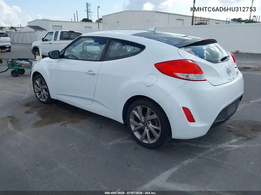 2017 Hyundai Veloster VIN: KMHTC6AD6HU312753 Lot: 45572629