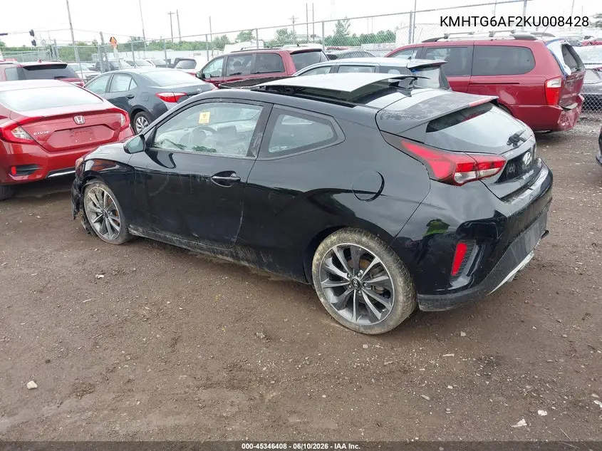 2019 Hyundai Veloster 2.0 Premium VIN: KMHTG6AF2KU008428 Lot: 45346408