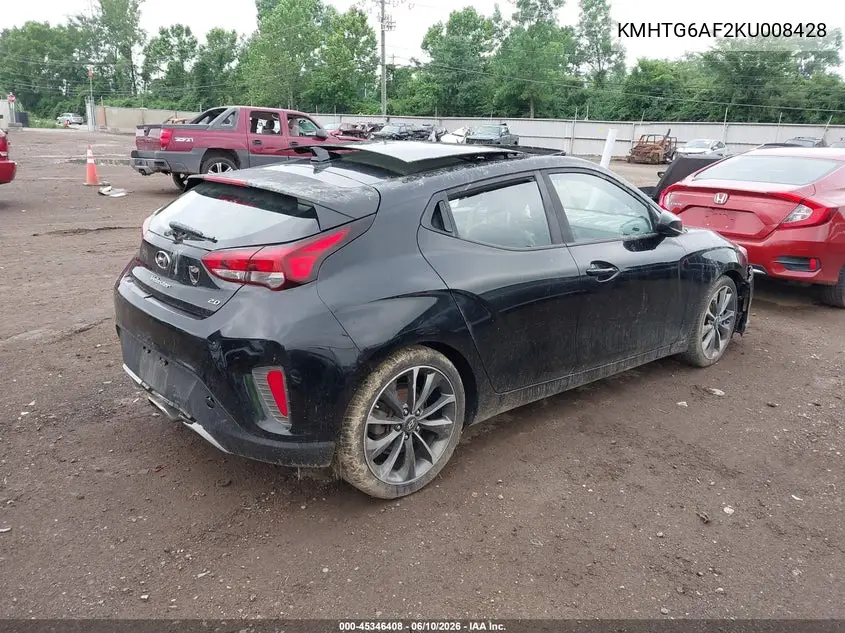 2019 Hyundai Veloster 2.0 Premium VIN: KMHTG6AF2KU008428 Lot: 45346408