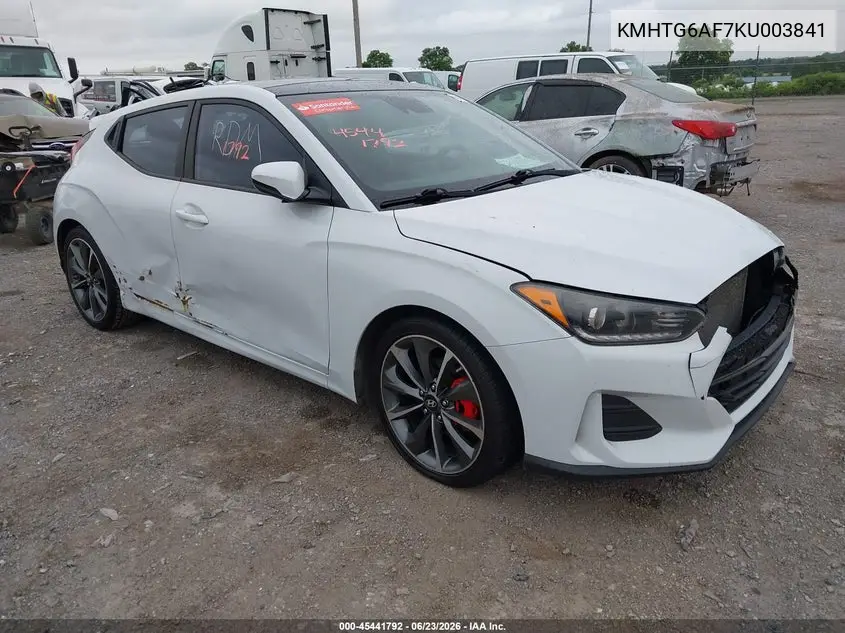 2019 Hyundai Veloster 2.0/2.0 Premium VIN: KMHTG6AF7KU003841 Lot: 45441792