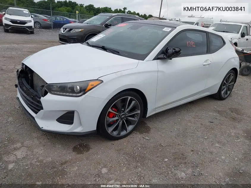 2019 Hyundai Veloster 2.0/2.0 Premium VIN: KMHTG6AF7KU003841 Lot: 45441792