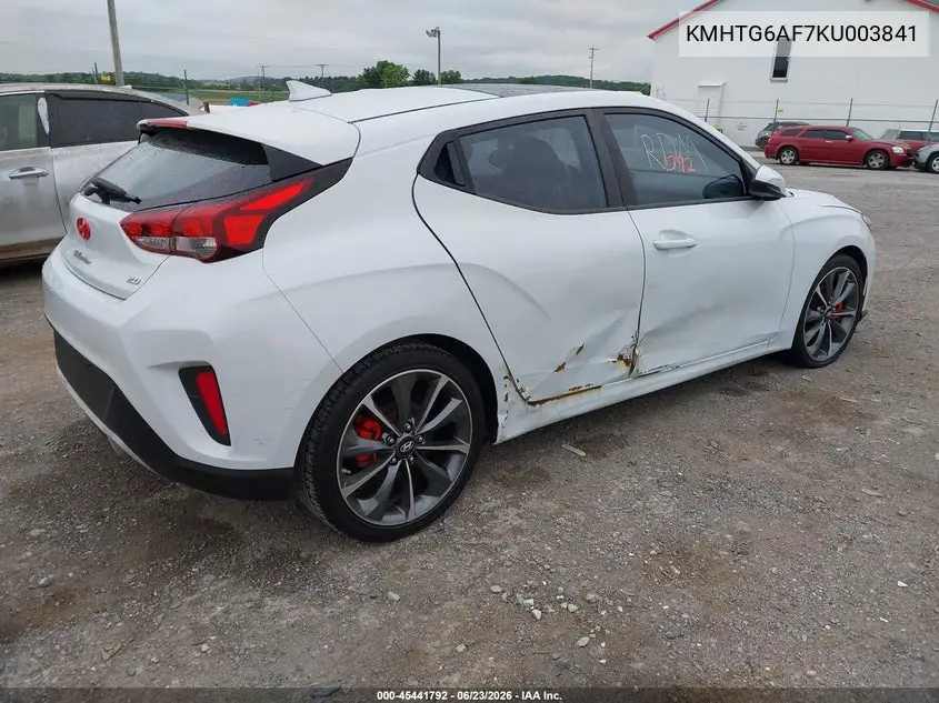 2019 Hyundai Veloster 2.0/2.0 Premium VIN: KMHTG6AF7KU003841 Lot: 45441792