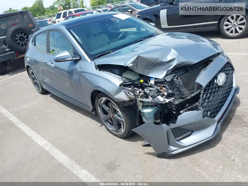 2019 Hyundai Veloster Turbo Ultimate VIN: KMHTH6AB8KU006726 Lot: 45494524