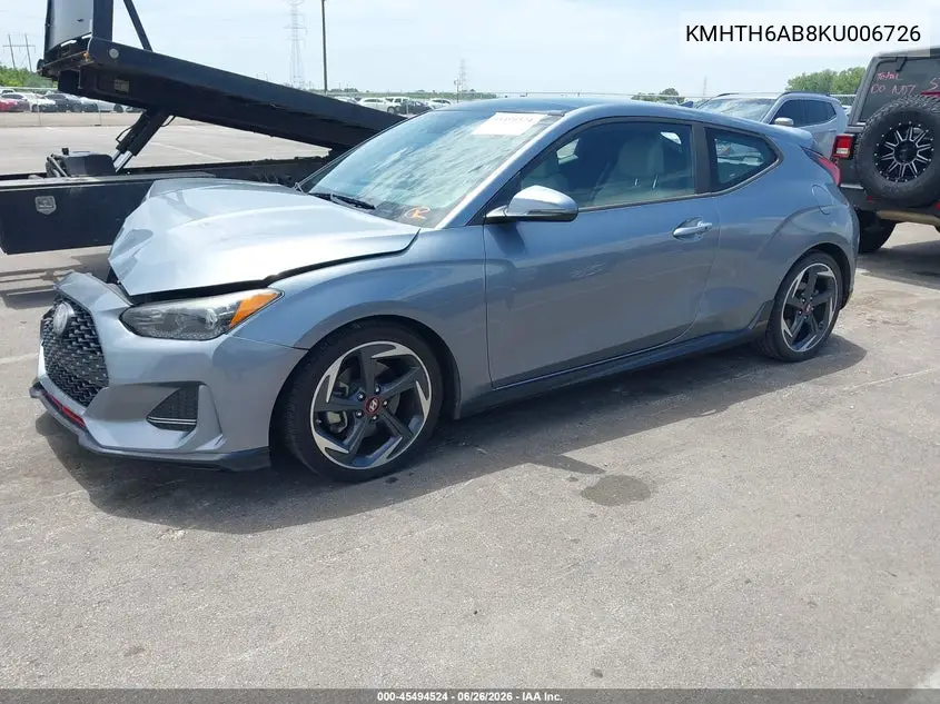 2019 Hyundai Veloster Turbo Ultimate VIN: KMHTH6AB8KU006726 Lot: 45494524