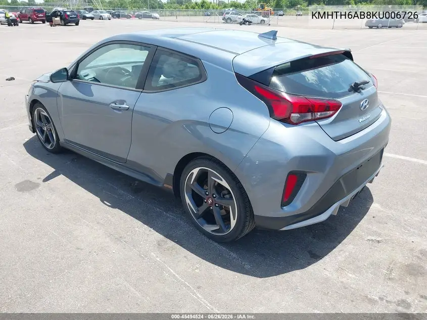 2019 Hyundai Veloster Turbo Ultimate VIN: KMHTH6AB8KU006726 Lot: 45494524