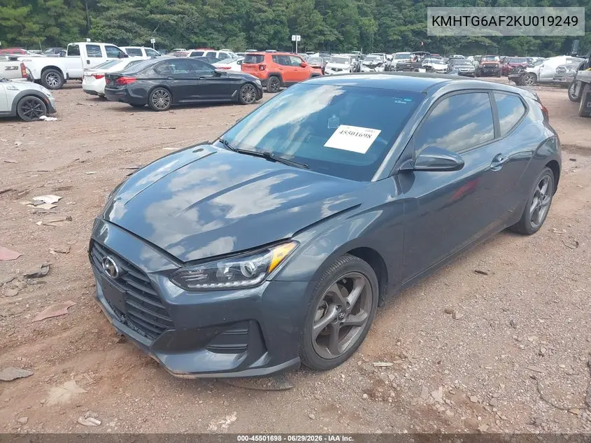 2019 Hyundai Veloster 2.0 VIN: KMHTG6AF2KU019249 Lot: 45501698
