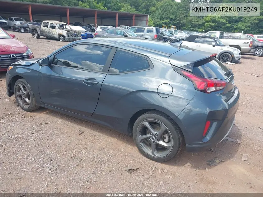 2019 Hyundai Veloster 2.0 VIN: KMHTG6AF2KU019249 Lot: 45501698