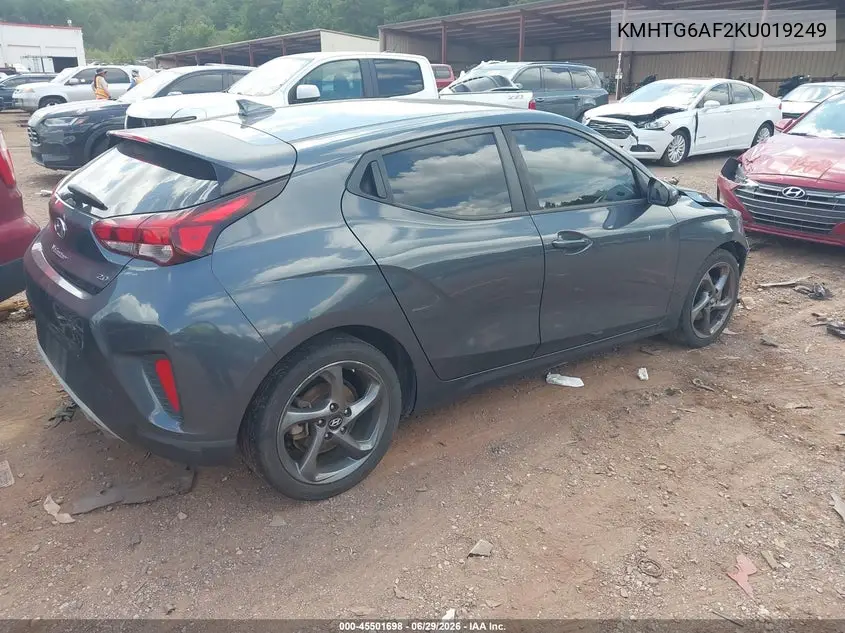 2019 Hyundai Veloster 2.0 VIN: KMHTG6AF2KU019249 Lot: 45501698