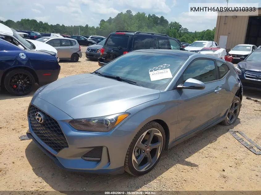 2019 Hyundai Veloster Turbo VIN: KMHTH6AB9KU010333 Lot: 45520610