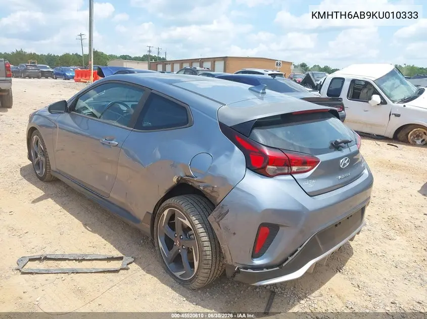2019 Hyundai Veloster Turbo VIN: KMHTH6AB9KU010333 Lot: 45520610