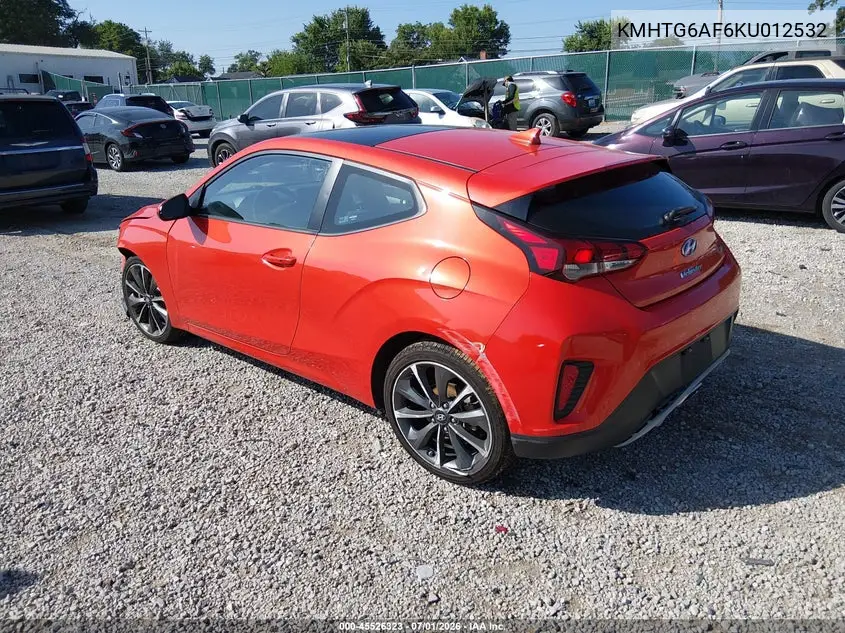 2019 Hyundai Veloster 2.0 Premium VIN: KMHTG6AF6KU012532 Lot: 45526323
