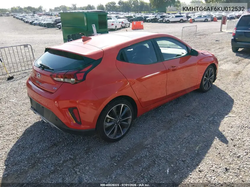 2019 Hyundai Veloster 2.0 Premium VIN: KMHTG6AF6KU012532 Lot: 45526323