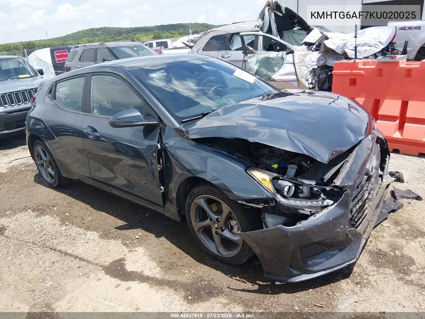 2019 Hyundai Veloster 2.0 VIN: KMHTG6AF7KU020025 Lot: 45537915