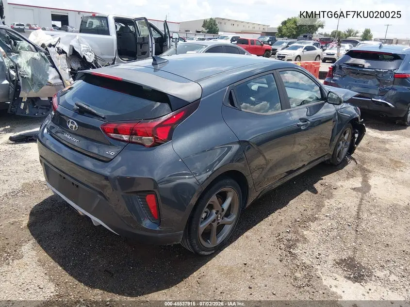 2019 Hyundai Veloster 2.0 VIN: KMHTG6AF7KU020025 Lot: 45537915