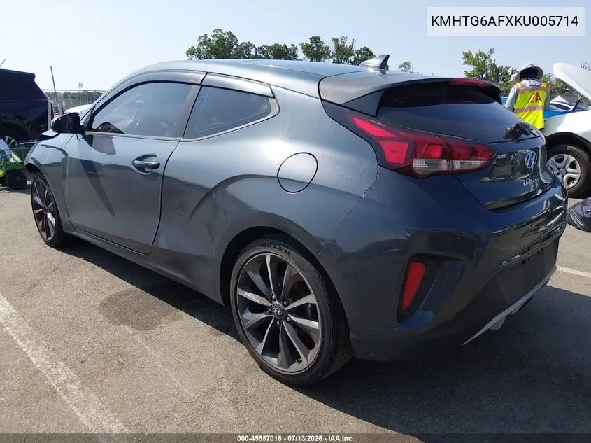 2019 Hyundai Veloster 2.0 Premium VIN: KMHTG6AFXKU005714 Lot: 45557018