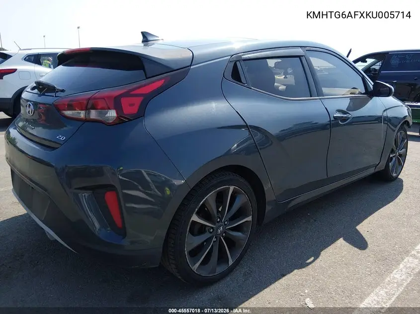 2019 Hyundai Veloster 2.0 Premium VIN: KMHTG6AFXKU005714 Lot: 45557018