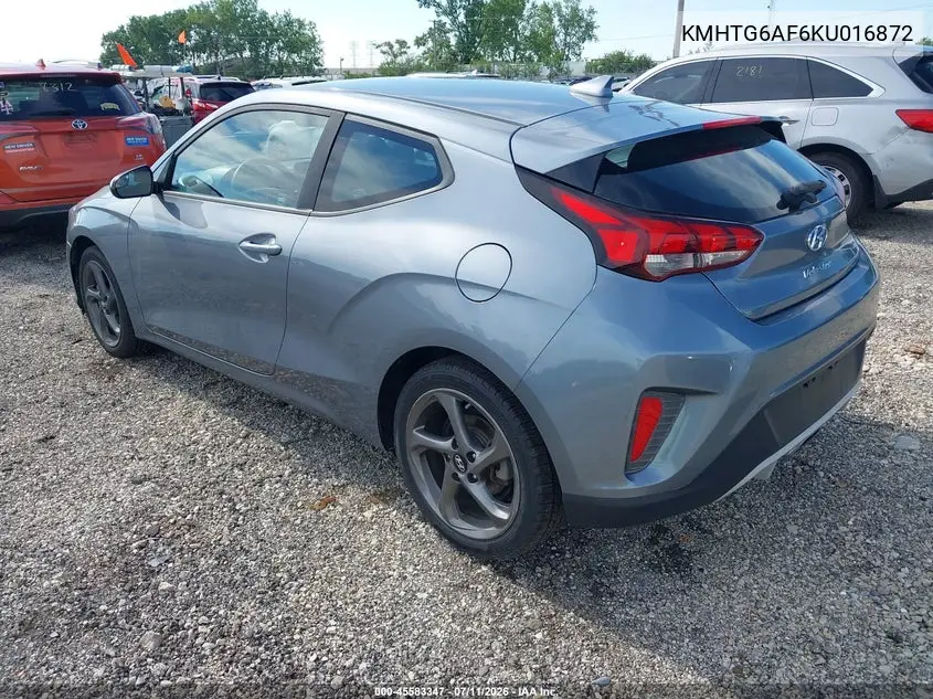2019 Hyundai Veloster 2.0 VIN: KMHTG6AF6KU016872 Lot: 45583347