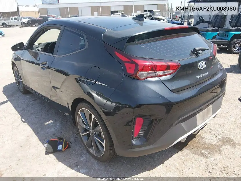 2019 Hyundai Veloster 2.0 Premium VIN: KMHTG6AF2KU008980 Lot: 45595331