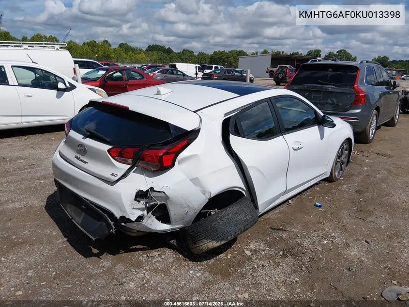2019 Hyundai Veloster 2.0 Premium VIN: KMHTG6AF0KU013398 Lot: 45616603