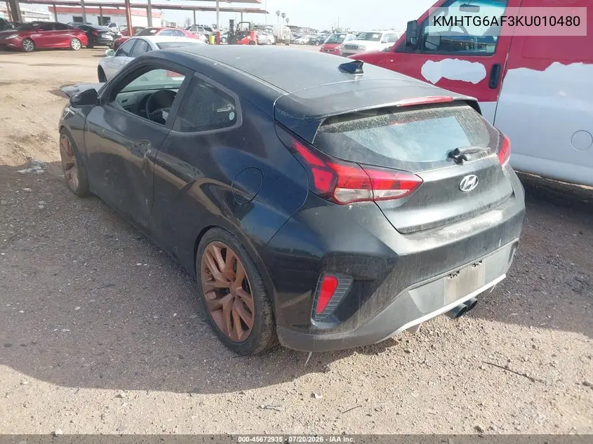 2019 Hyundai Veloster 2.0 VIN: KMHTG6AF3KU010480 Lot: 45672935