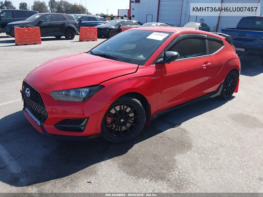 2020 Hyundai Veloster N VIN: KMHT36AH6LU007457 Lot: 45266062