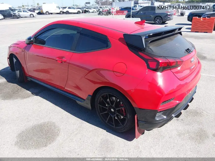 2020 Hyundai Veloster N VIN: KMHT36AH6LU007457 Lot: 45266062