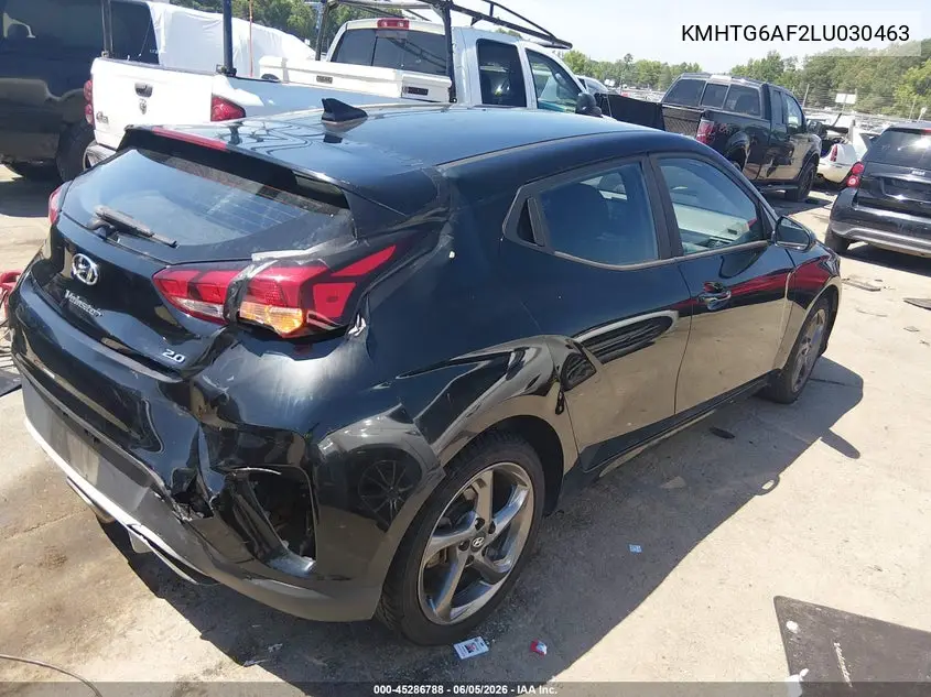 2020 Hyundai Veloster 2.0 VIN: KMHTG6AF2LU030463 Lot: 45286788