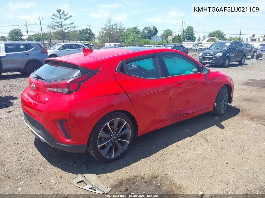 2020 Hyundai Veloster 2.0 Premium VIN: KMHTG6AF5LU021109 Lot: 45341866