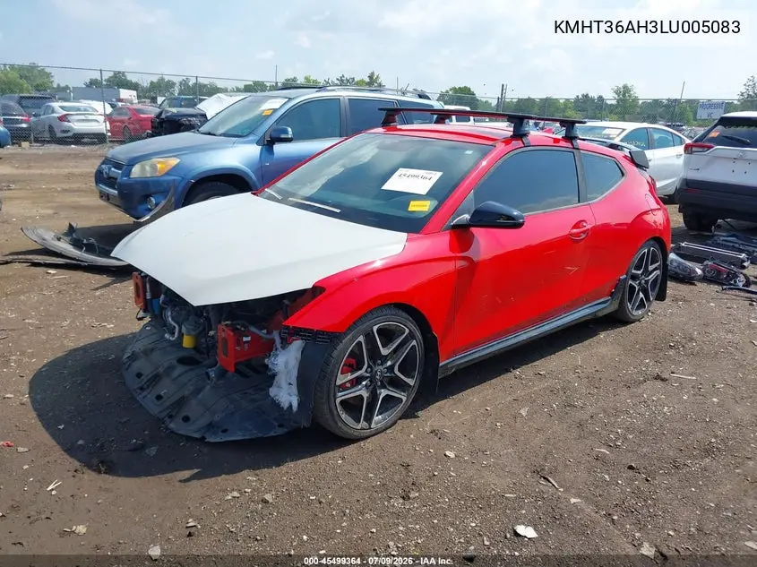 2020 Hyundai Veloster N VIN: KMHT36AH3LU005083 Lot: 45499364