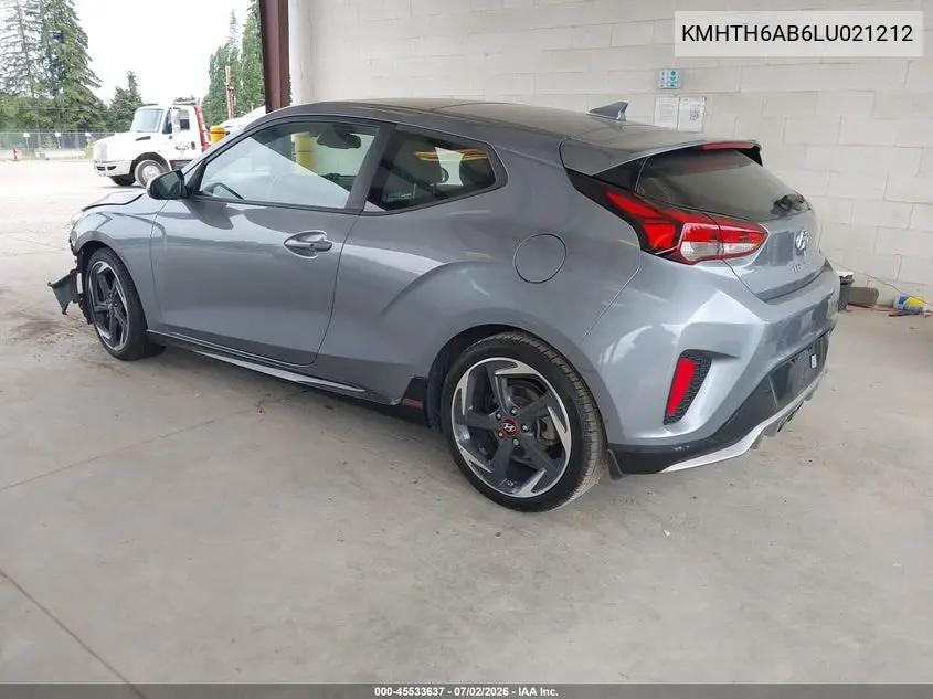 2020 Hyundai Veloster Turbo VIN: KMHTH6AB6LU021212 Lot: 45533637