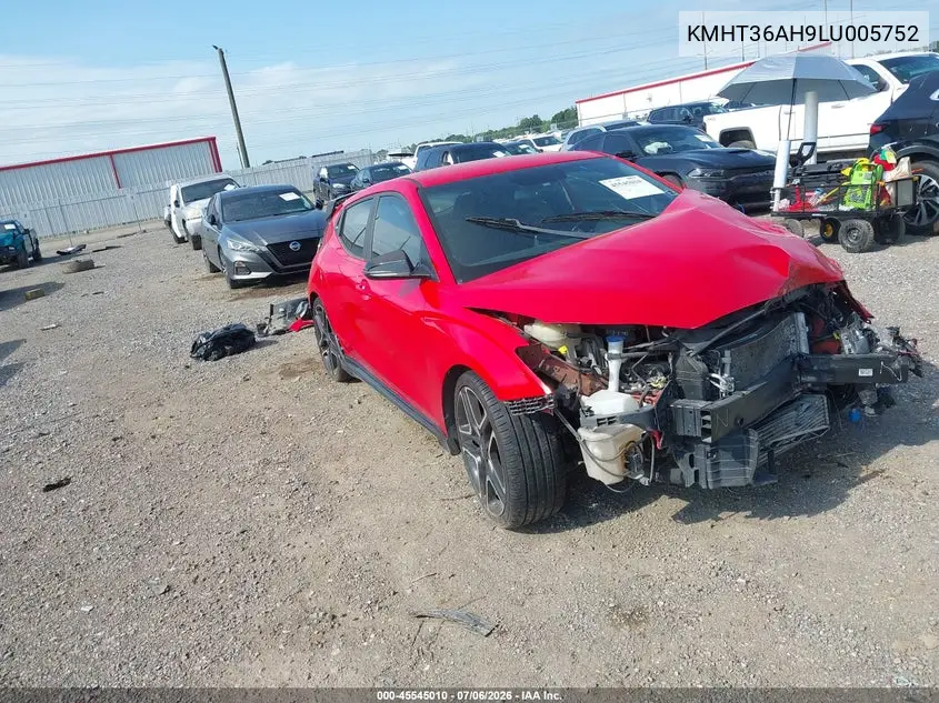2020 Hyundai Veloster N VIN: KMHT36AH9LU005752 Lot: 45545010